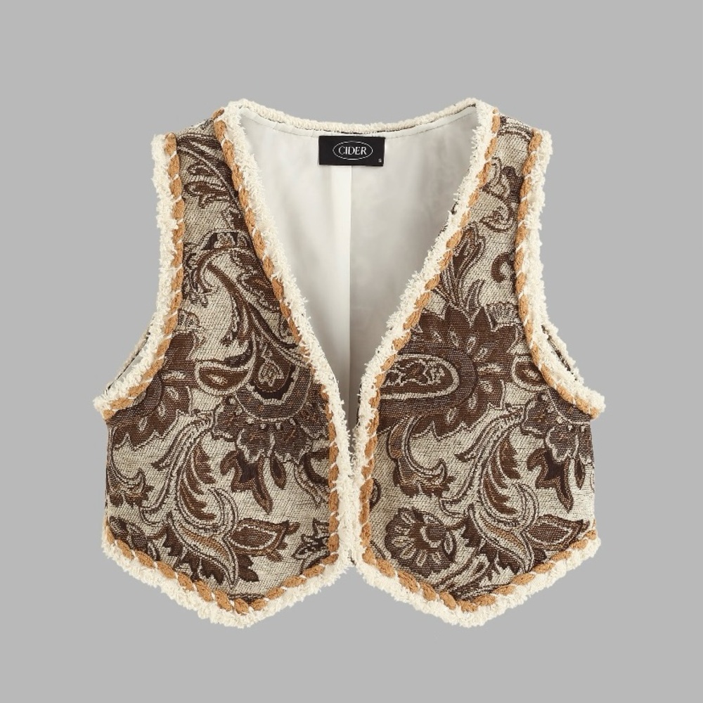 Cider Brown and Cream Paisley Vest